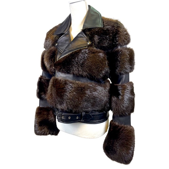 NWT Moto Jacket Leather and Real Fur - Picture 1 of 4